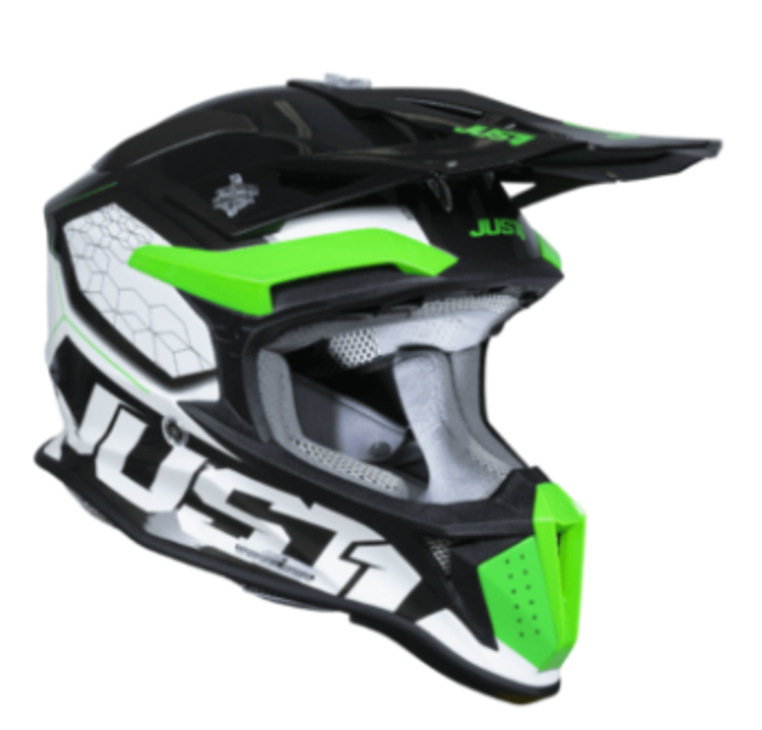 Mотокрос каска Just1 J-18 F Hexa Green Fluo/White/Titanium