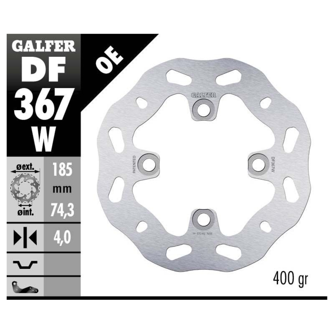 Заден спирачен диск Galfer WAVE FIXED  DISC WAVE FIXED 185x4mm DF367W