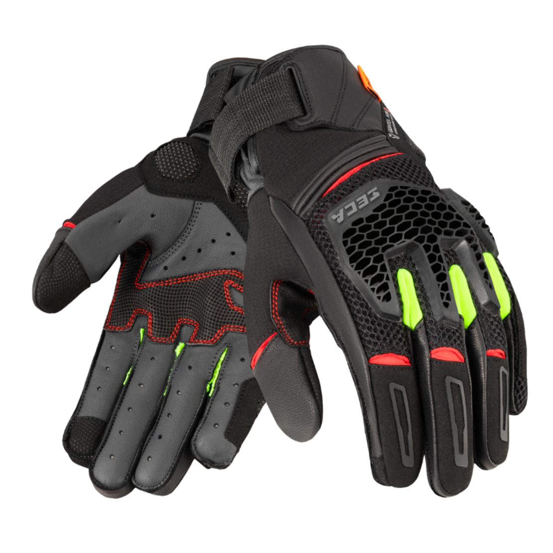 Текстилни ръкавици SECA GRAVEL BLACK/RED/FLUO YELLOW