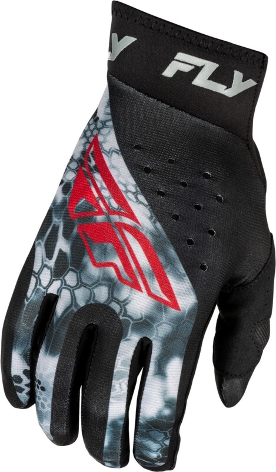 Мотокрос ръкавици FLY RACING Lite Kryptek- Black/Red/Grey 2025