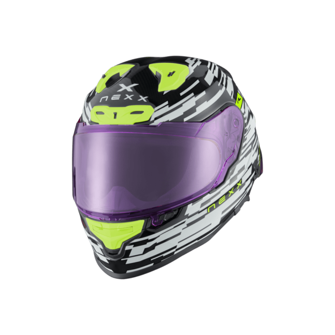Каска NEXX X.R3R GLITCH RACER WHITE/NEON