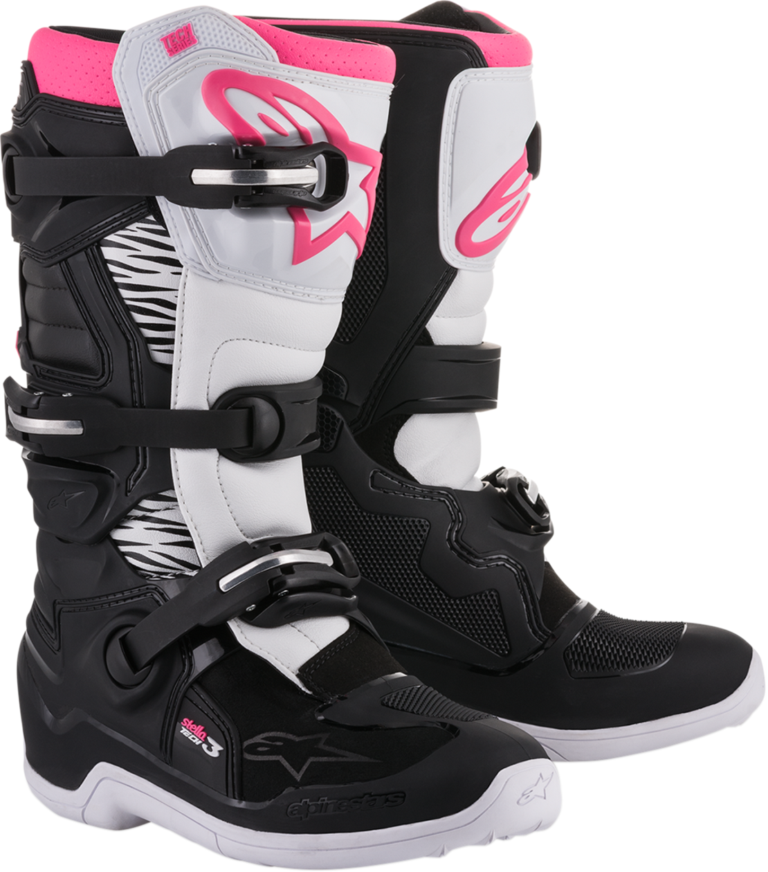 Дамски мотокрос ботуши ALPINESTARS Stella Tech 3 BLACK/WHITE/PINK