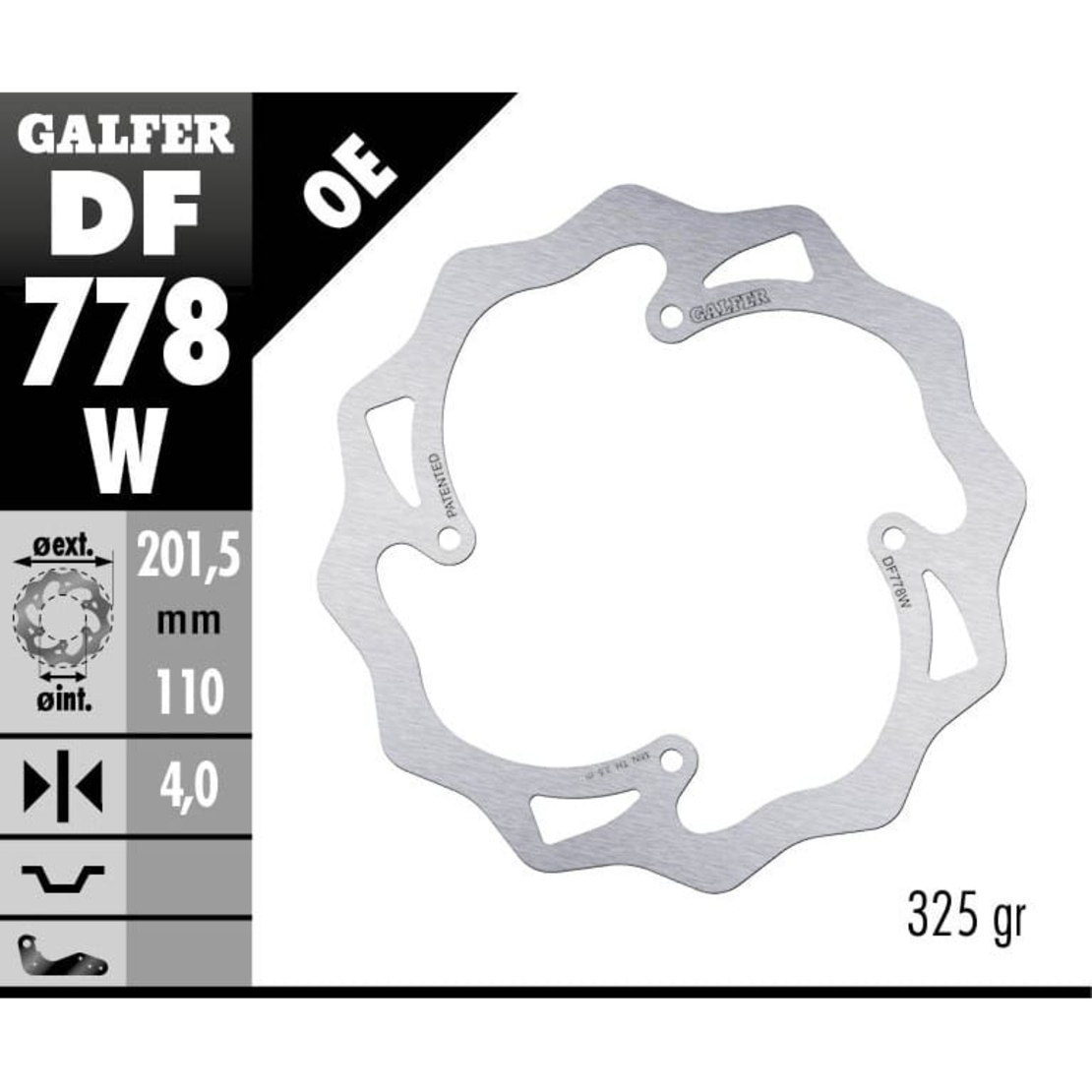 Заден спирачен диск Galfer WAVE FIXED  DISC WAVE FIXED 201,5x4mm DF778W