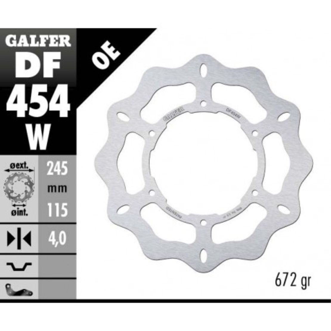 Преден спирачен диск Galfer WAVE FIXED  DISC WAVE FIXED 245x4mm DF454W