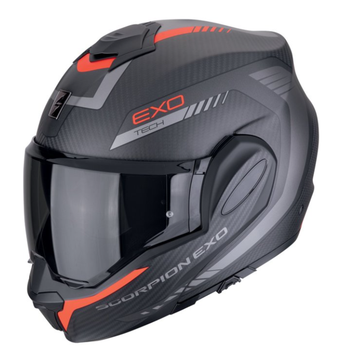 Модуларна каска SCORPION Exo-Tech Evo Carbon Cozy Matt Black-Red