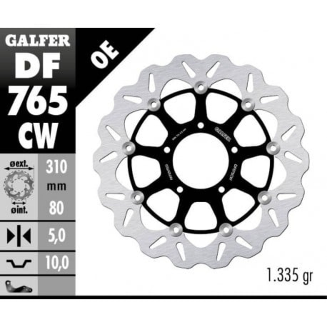 Плаващ преден спирачен диск Galfer WAVE FLOATING COMPLETE (C. ALU.) 310x5mm DF765CW