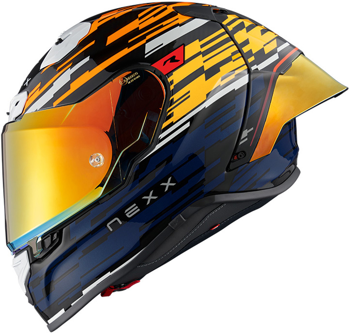 Каска NEXX X.R3R GLITCH RACER ORANGE BLUE