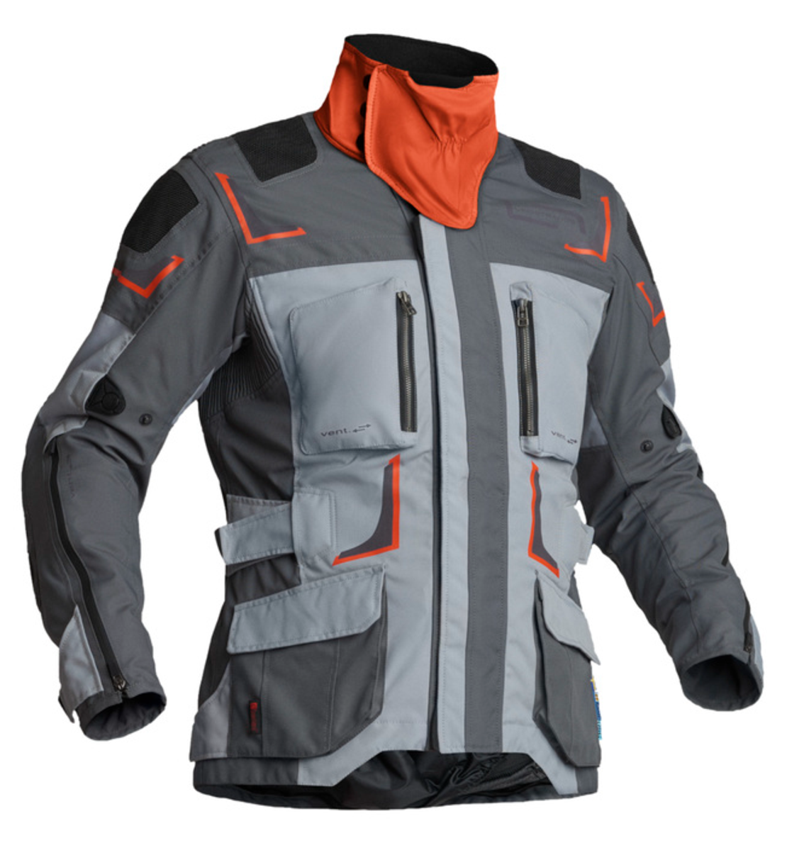 Текстилно мото яке Lindstrands Myrvik Light Grey/Black/Orange