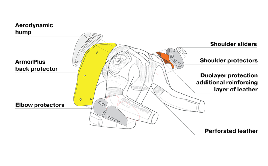 Кожено мото яке SHIMA STR 2.0 RED FLUO