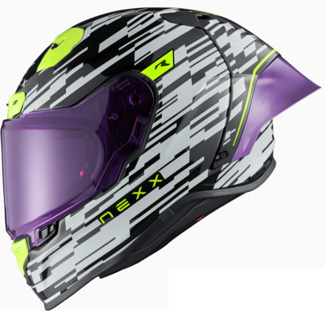 Каска NEXX X.R3R GLITCH RACER WHITE/NEON