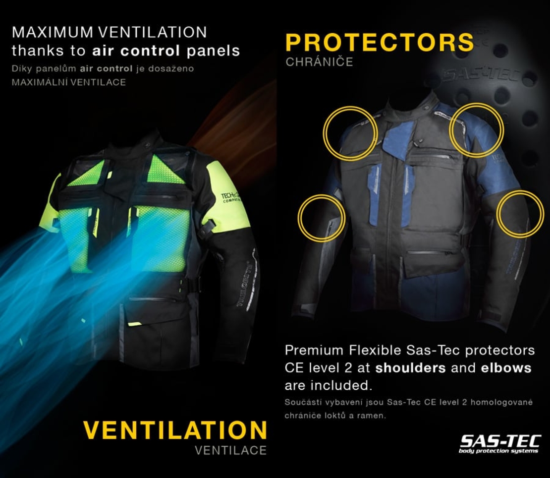 Дамско мото яке TRILOBITE 2091 Rideknow Tech-Air® BLACK/YELLOW FLUO