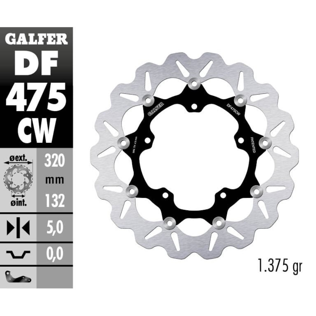 Плаващ преден спирачен диск Galfer WAVE FLOATING COMPLETE (C.ALU.) 320x5mm DF475CW