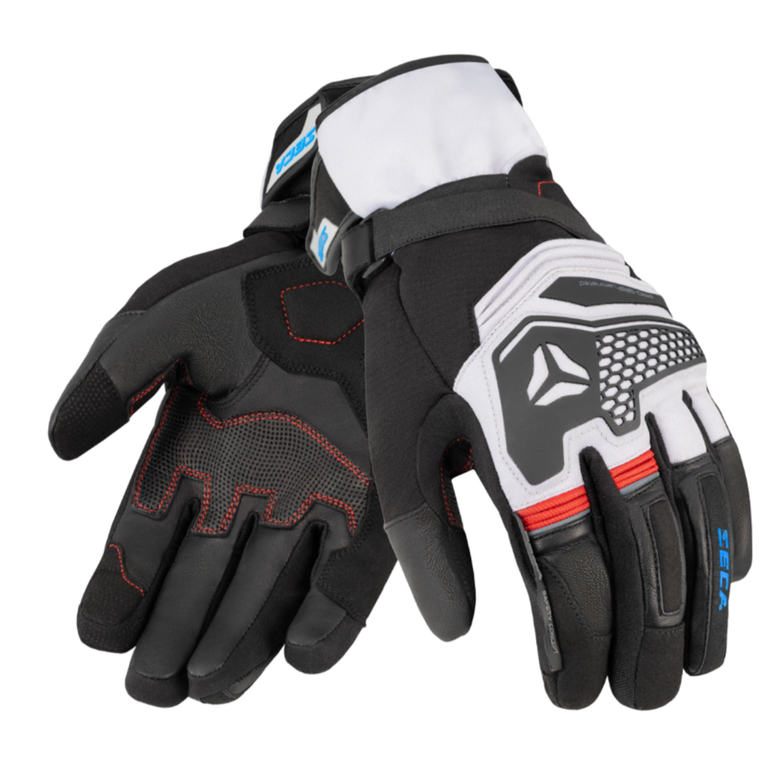 Туристически мото ръкавици SECA TURISMO WP GREY/RED/BLUE
