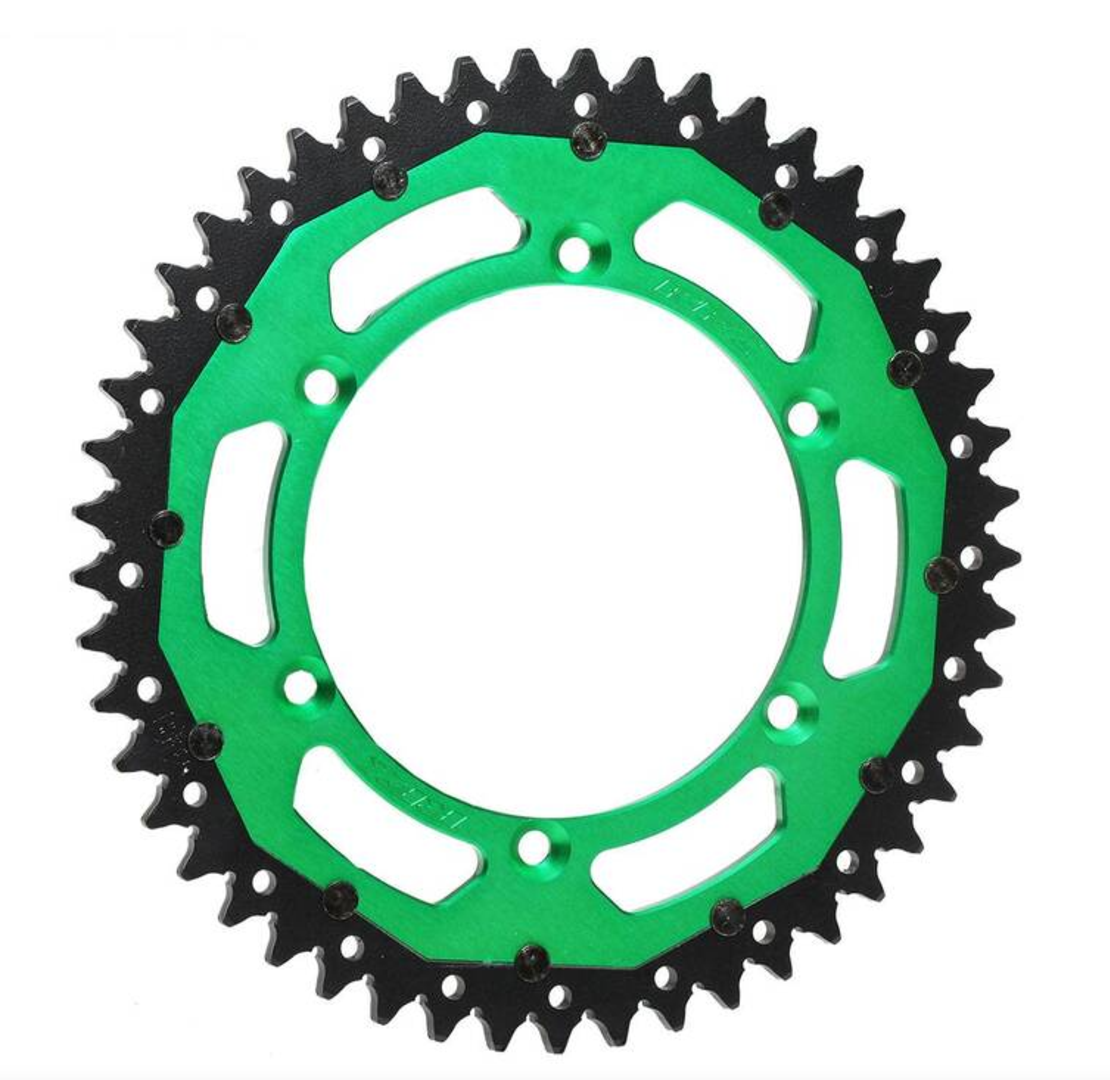 Заден пиньон RFX Pro Series Armalite Double Compound Rear Sprocket (Steel/Aluminium) KX/KDX - 520 48T (Green)