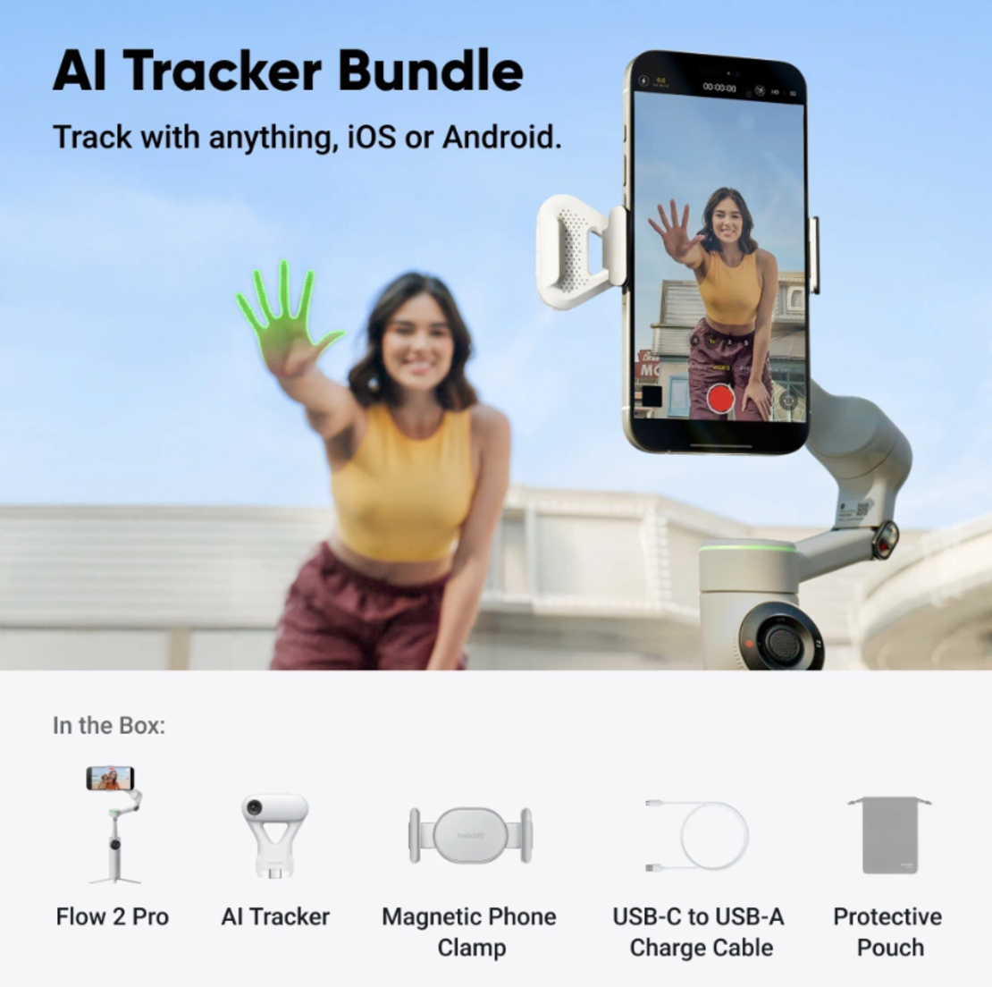 Видео стабилизатор Insta360 FLOW 2 PRO AI Tracker Bundle