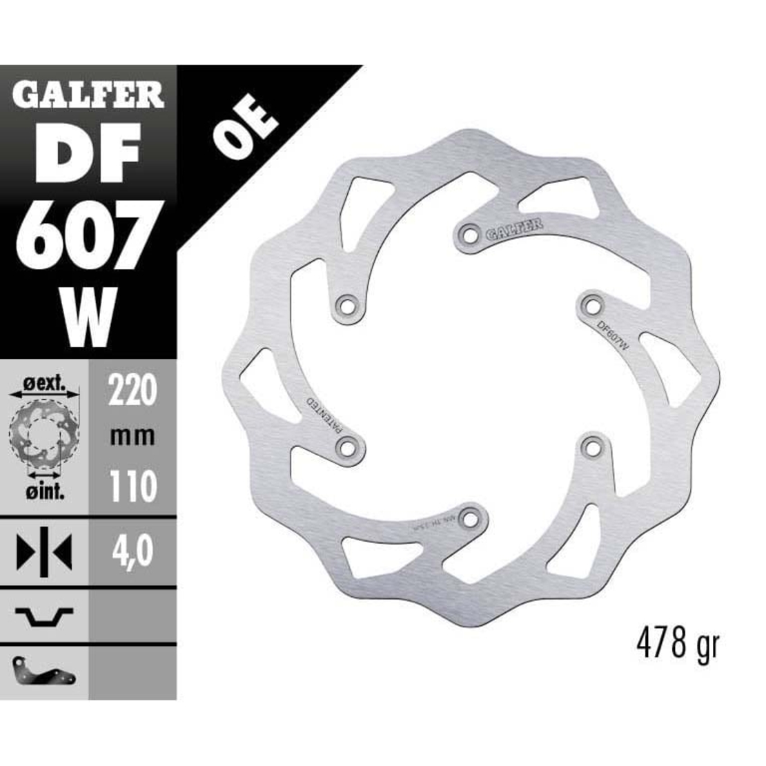 Заден спирачен диск Galfer WAVE FIXED 220x4mm DF607W