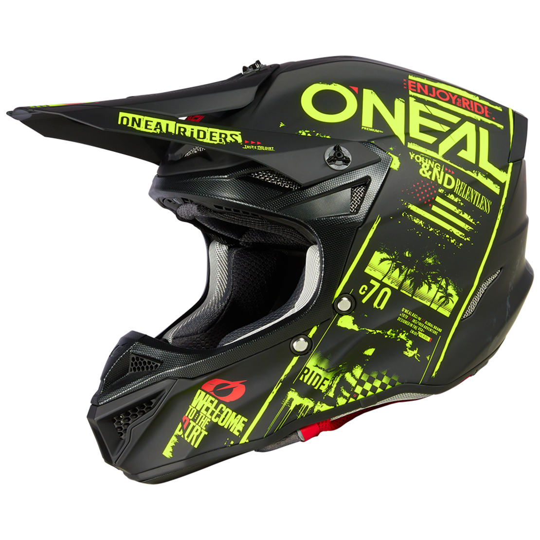 Мотокрос каска O'NEAL 5SERIES POLYACRYLITE ATTACK V.23 BLACK/NEON YELLOW