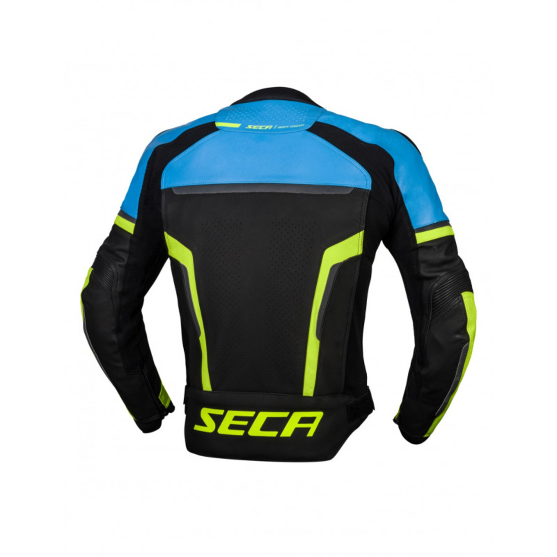 Кожено мото яке SECA HOOLIGAN BLUE/FLUO YELLOW