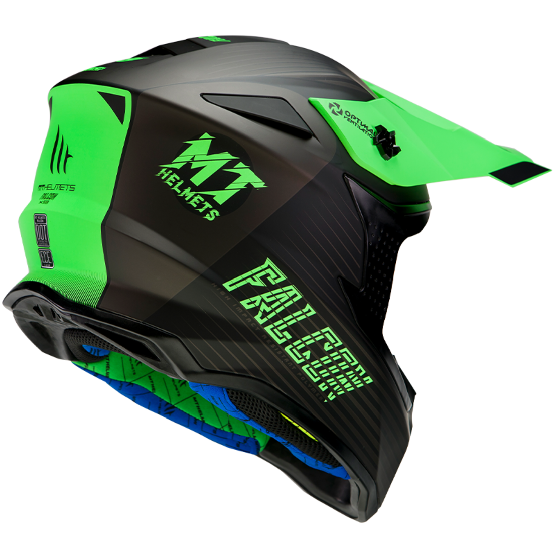 Мотокрос каска MT FALCON SYSTEM-FLUO GREEN