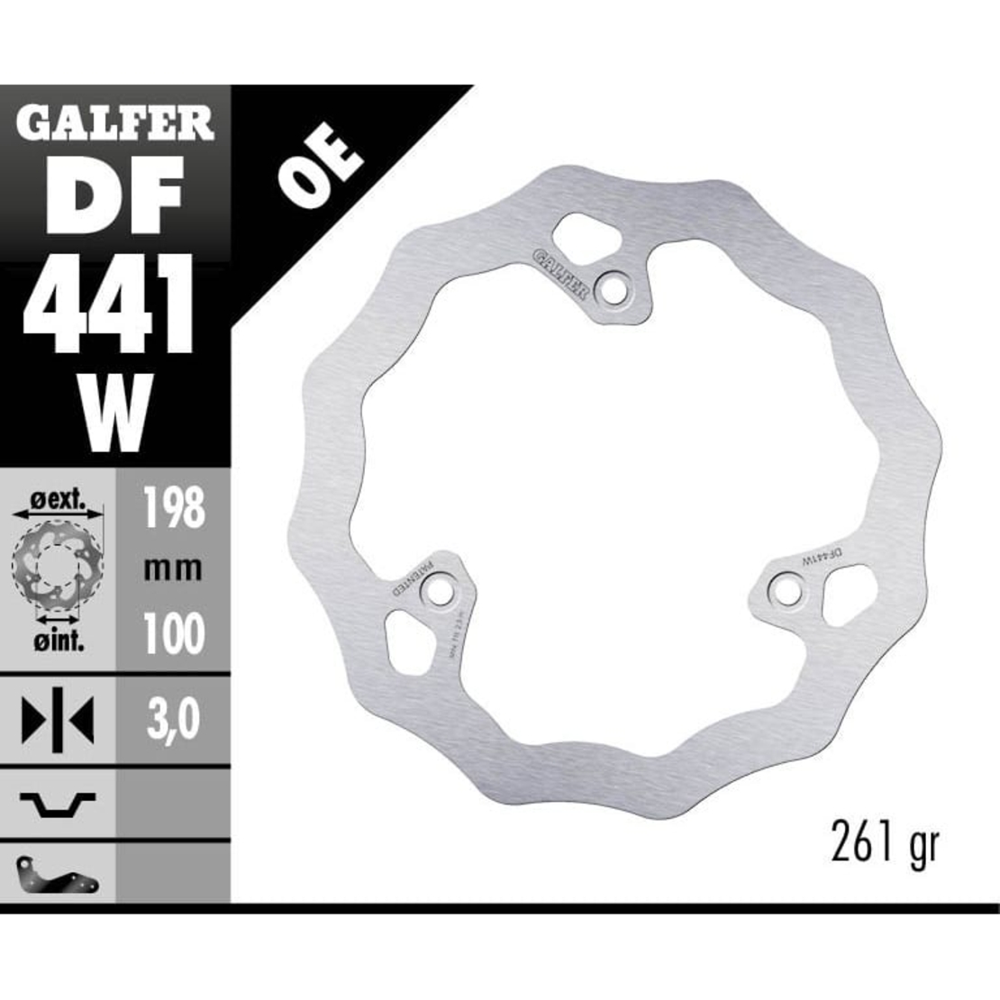 Преден спирачен диск Galfer WAVE FIXED  DISC WAVE FIXED 198x3mm DF441W
