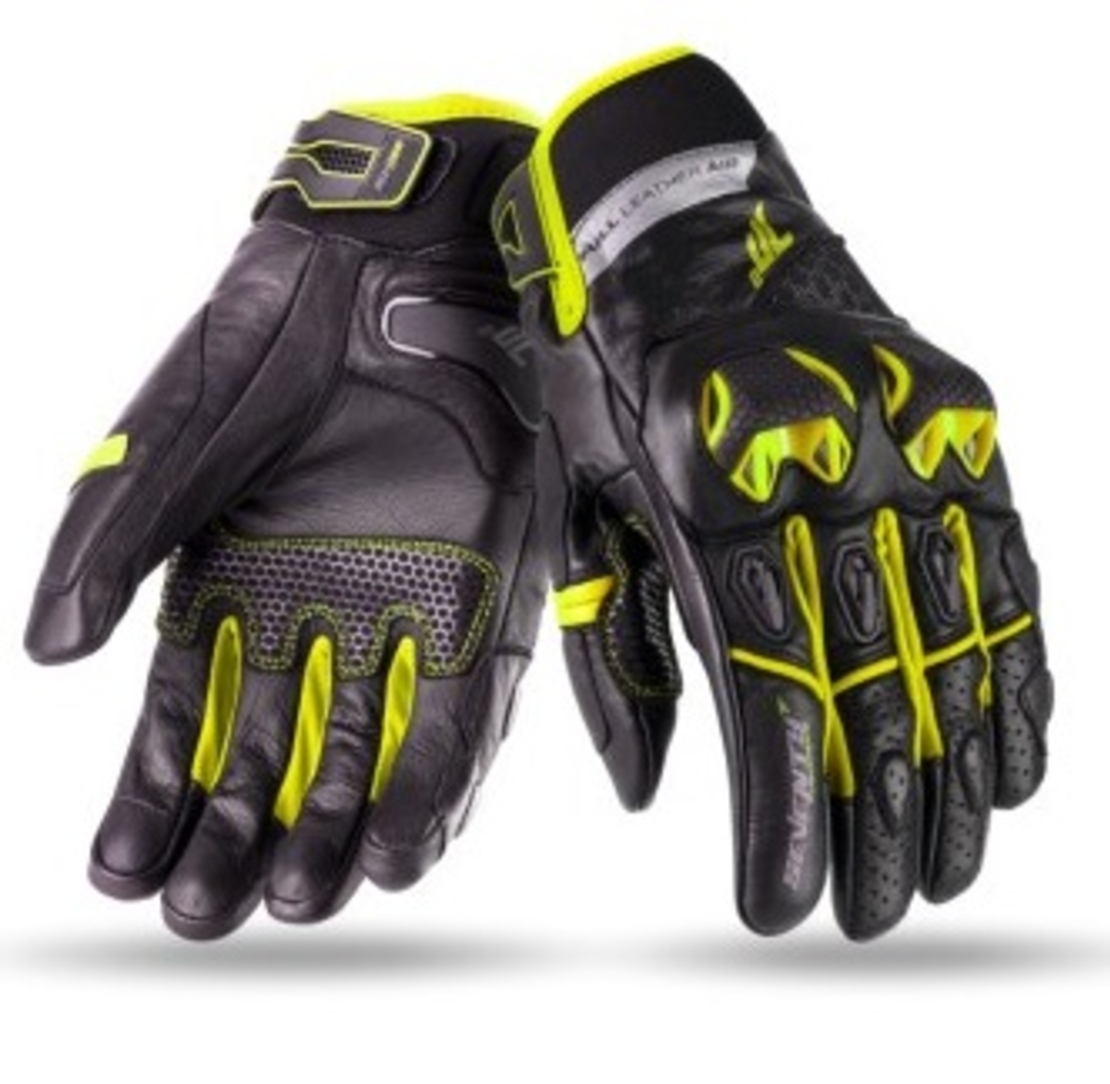 Кожени ръкавици 70 DEGREES SUMMER NAKED BLACK/YELLOW FLUO