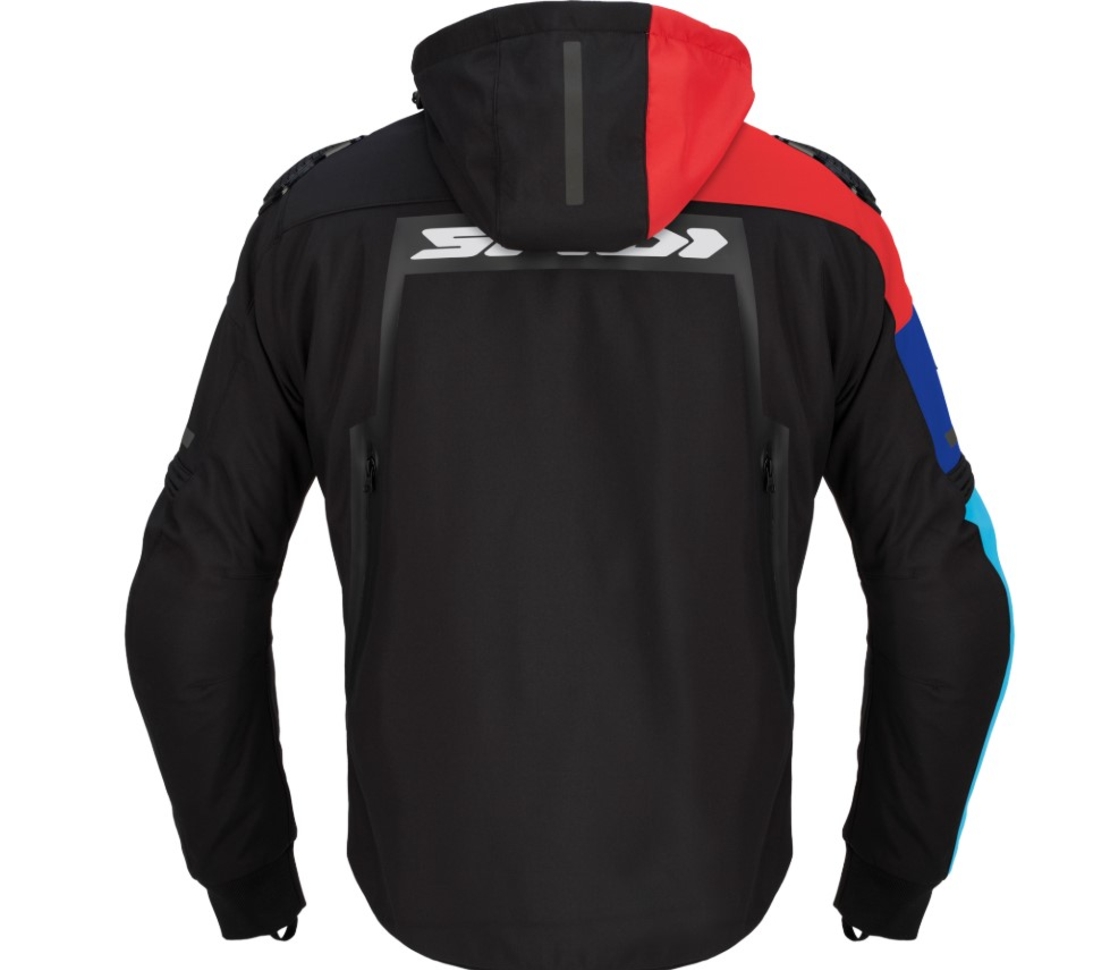 Текстилно мото яке SPIDI HOODIE WARRIOR H2OUT BLACK/RED/SKY BLUE