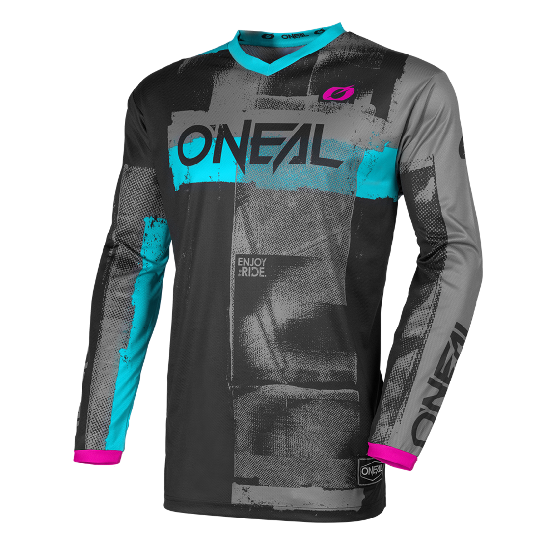 Дамска мотокрос блуза O`NEAL ELEMENT ROLLER BLACK/CYAN V.26
