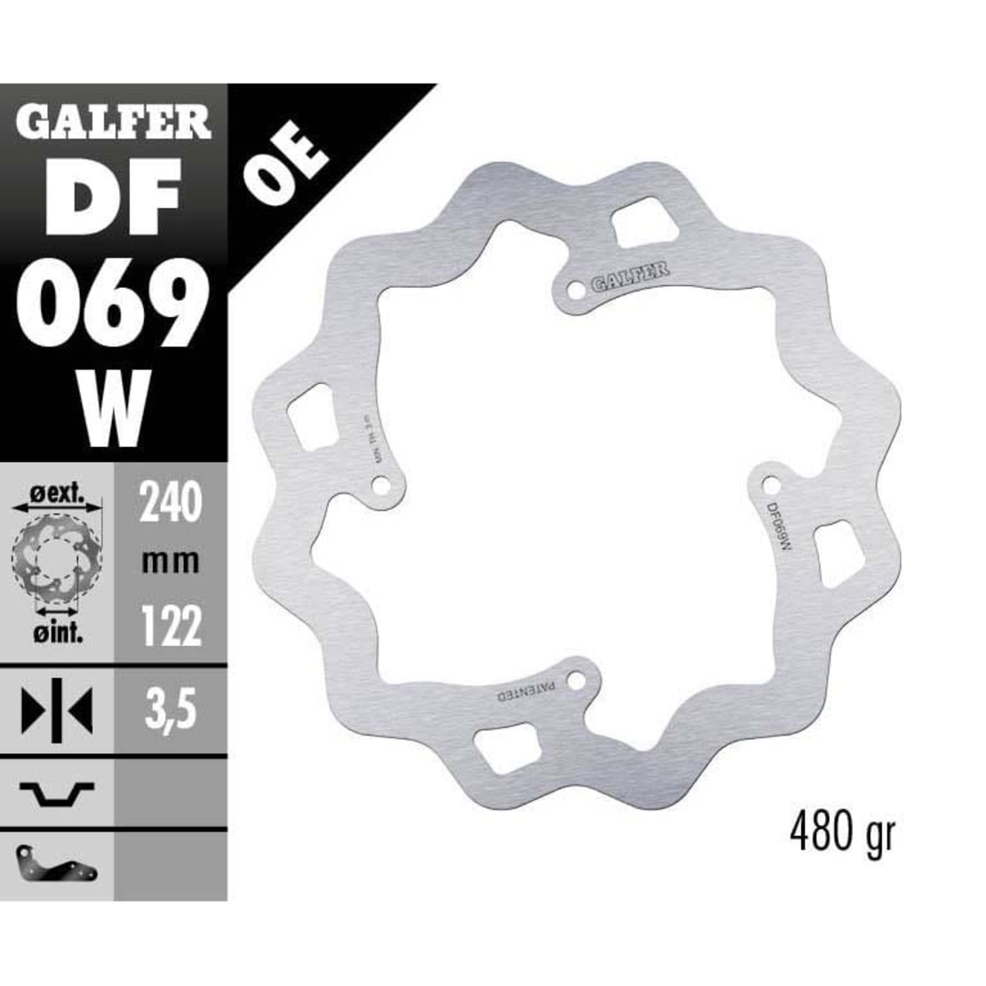 Заден спирачен диск Galfer WAVE FIXED  DISC WAVE FIXED 240x3,5mm DF069W