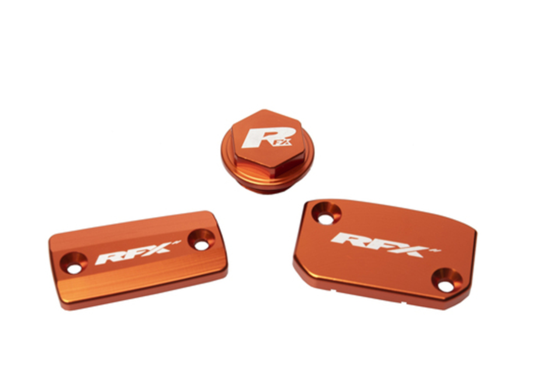 Комплект капаци RFX Pro Reservoir Cap Kit Kit (Orange) - KTM SX/SXF (Brembo Brake and Magura Clutch)