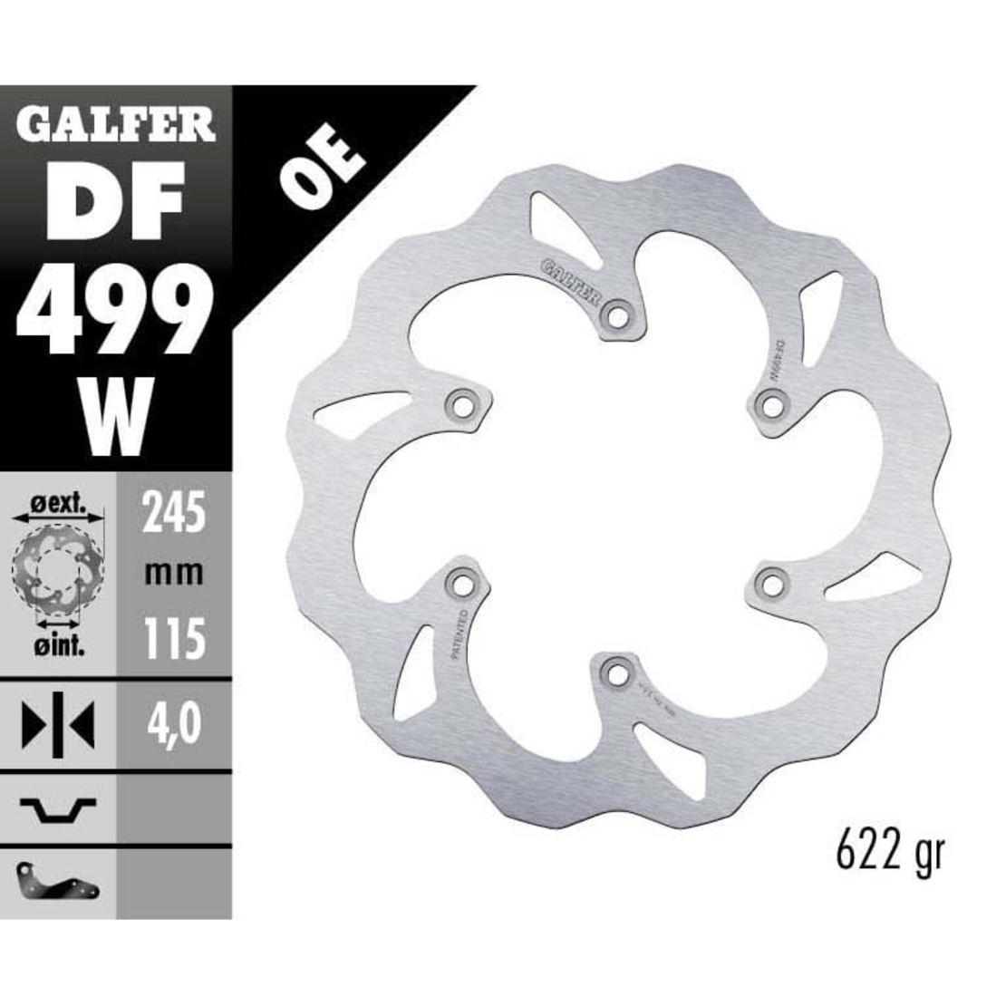 Заден спирачен диск Galfer WAVE FIXED 245X4MM DF499W