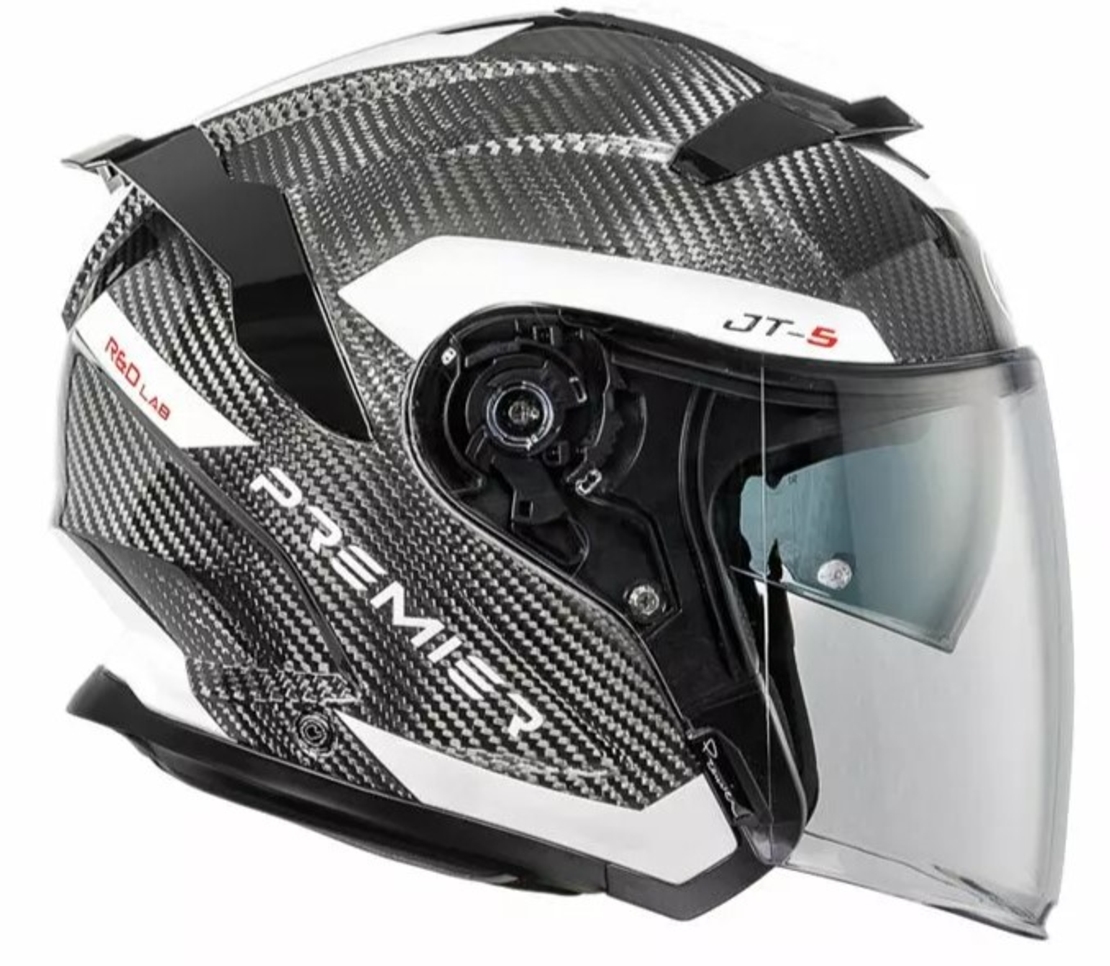 Скутерова каска Premier JT5 Carbon MA 8 BLACK/WHITE