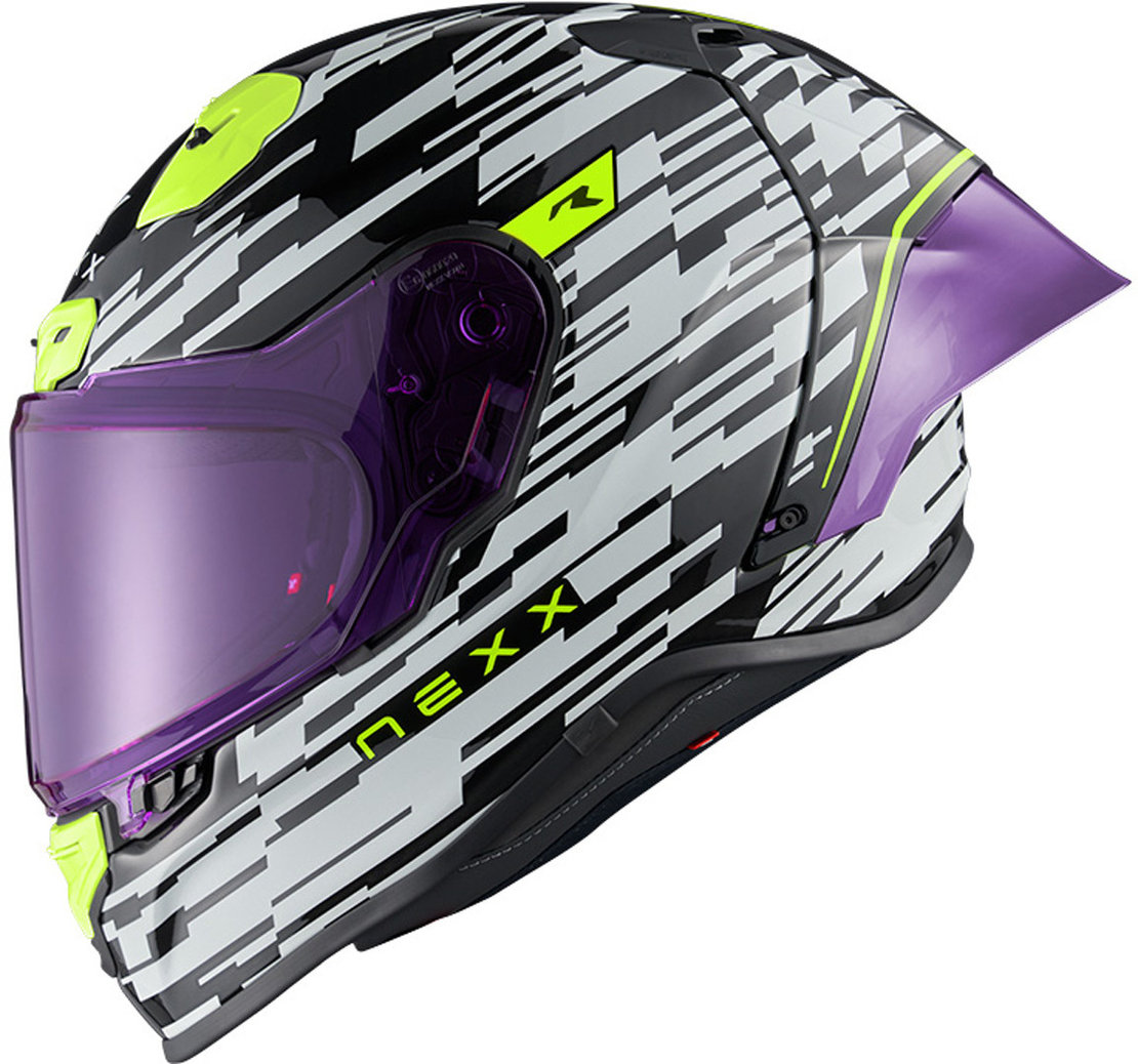 Каска NEXX X.R3R GLITCH RACER WHITE/NEON