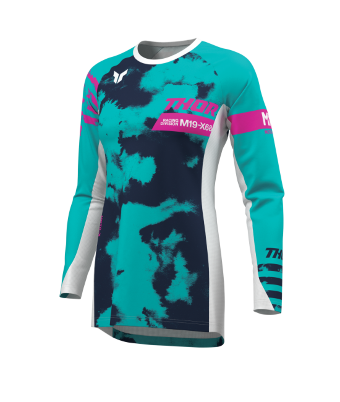 Дамско мотокрос джърси THOR LAUNCHMODE BLEACH WHITE/AQUA