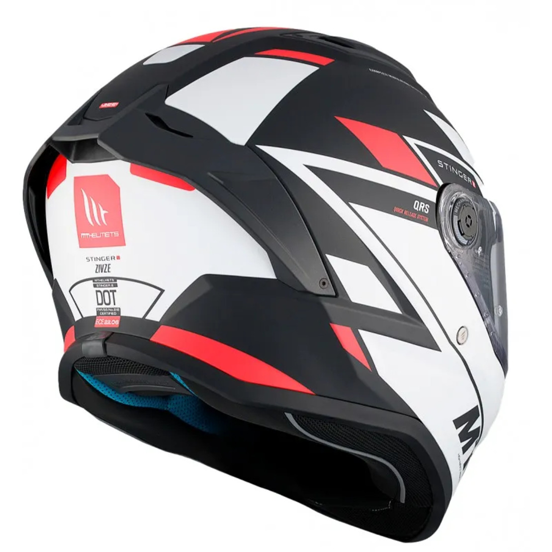 Каска MT STINGER 2 ZIVZE B5 MATT BLACK/WHITE/RED