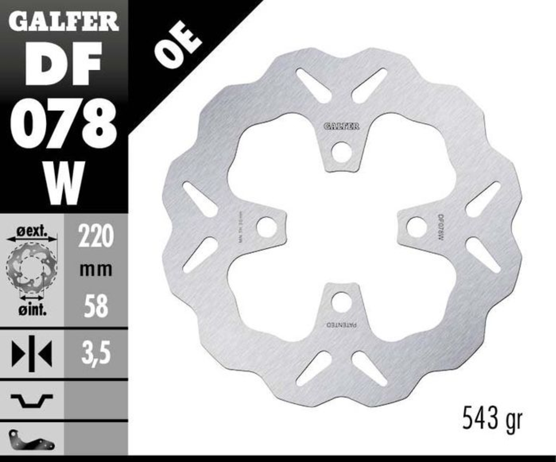 Преден спирачен диск Galfer WAVE FIXED 220x3,5mm DF078W