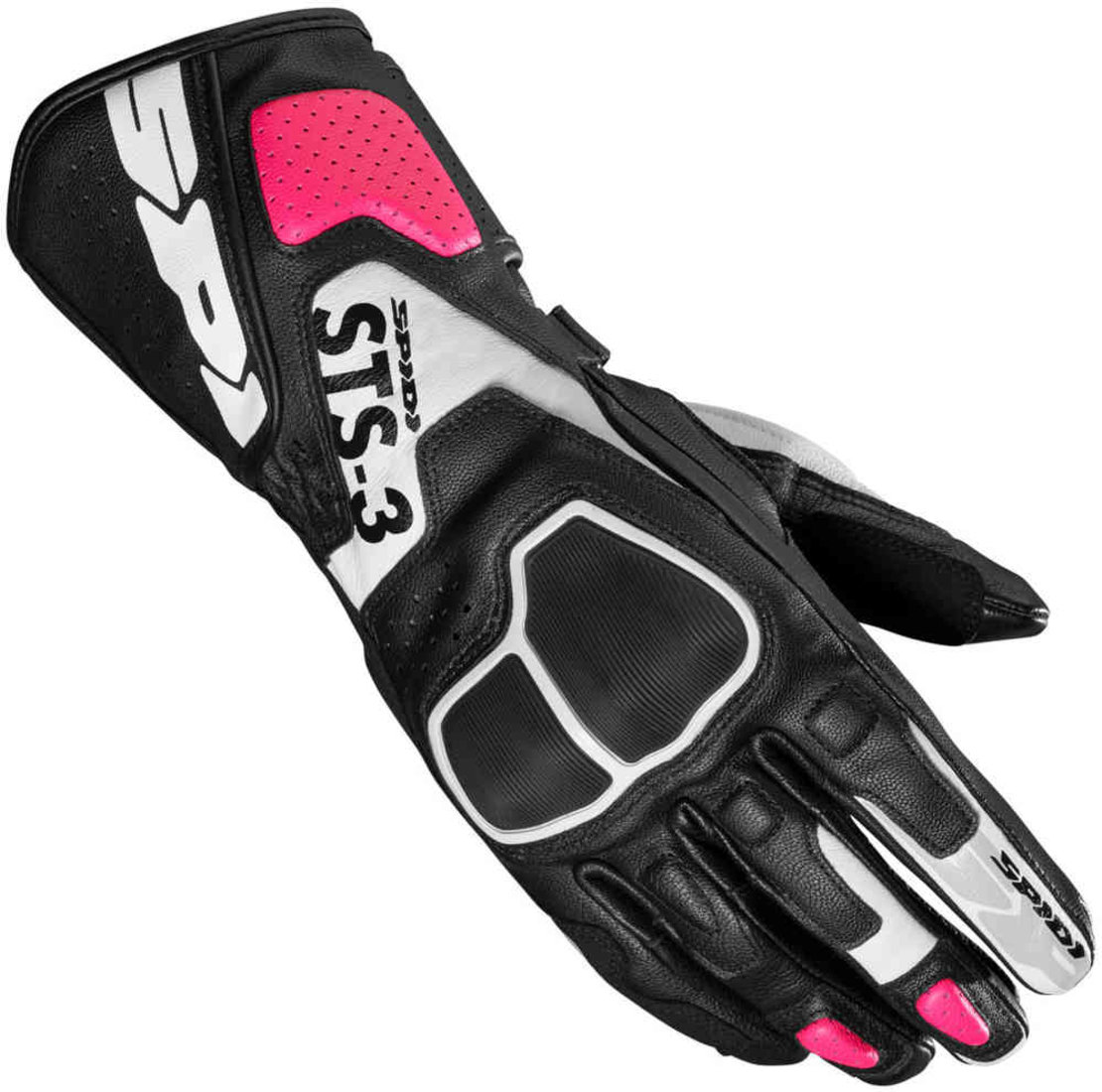 Дамски кожени мото ръкавици SPIDI STS-3 BLACK/FUCHSIA