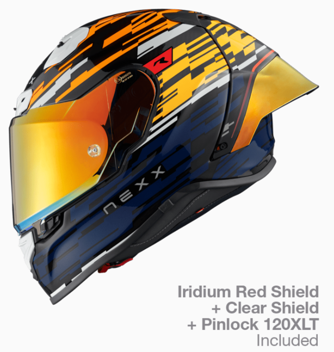 Каска NEXX X.R3R GLITCH RACER ORANGE BLUE
