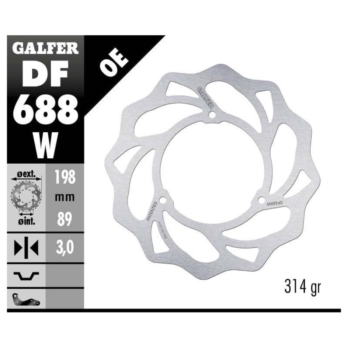 Преден спирачен диск Galfer WAVE FIXED  DISC WAVE FIXED 198x3mm DF688W