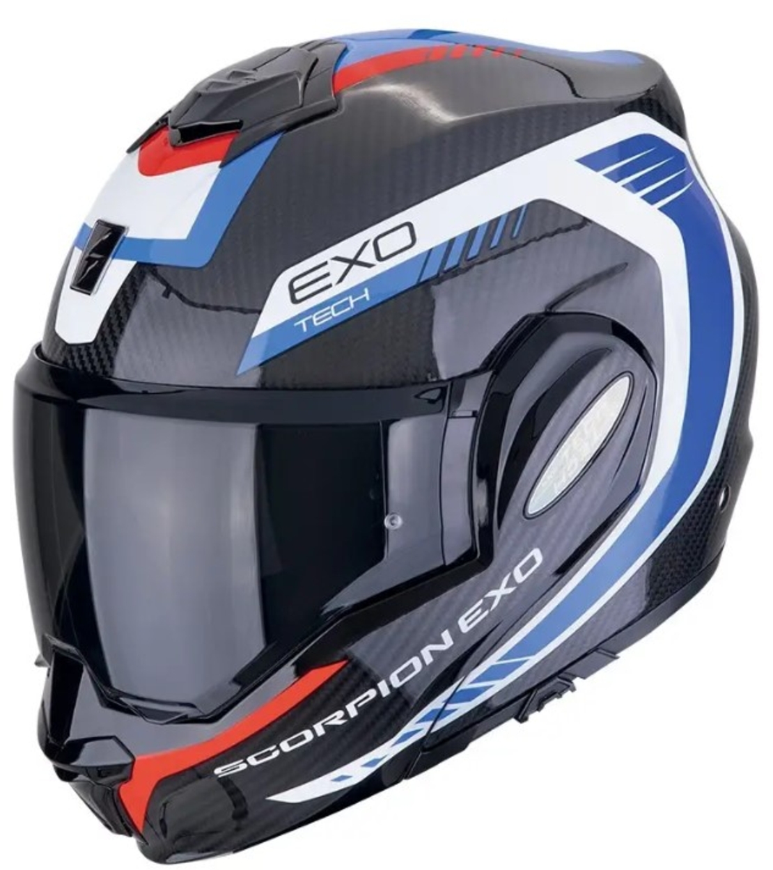 Модуларна каска SCORPION Exo-Tech Evo Carbon BLACK/BLUE/RED
