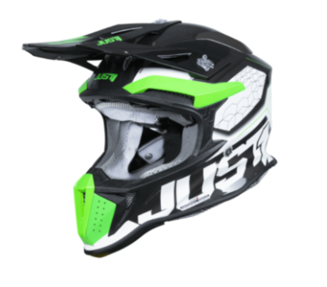 Mотокрос каска Just1 J-18 F Hexa Green Fluo/White/Titanium