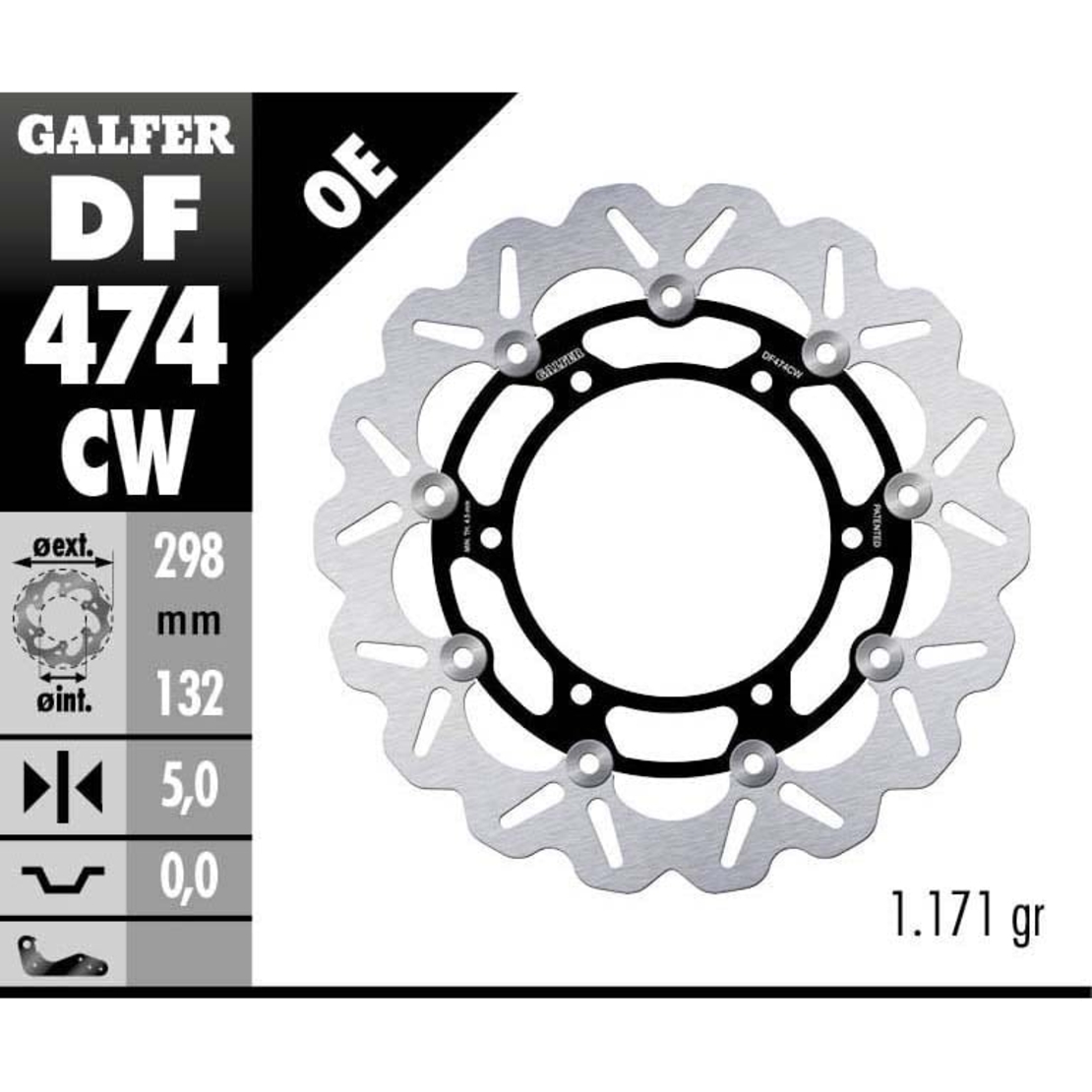 Плаващ преден спирачен диск Galfer WAVE FLOATING COMPLETE (C. ALU.) 298x5mm DF474CW