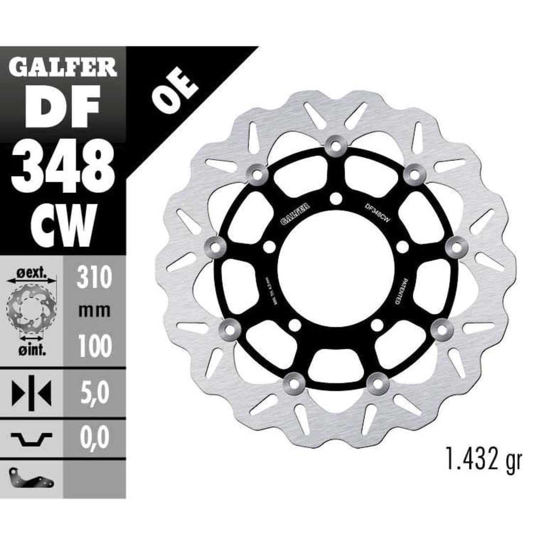 Плаващ преден спирачен диск Galfer WAVE FLOATING COMPLETE (C. ALU.) 310x5mm DF348CW