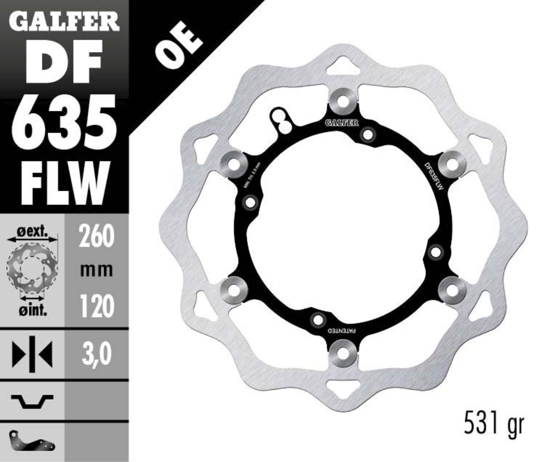 Плаващ преден спирачен диск Galfer WAVE FLOATING (C. STEEL) DF635FLW