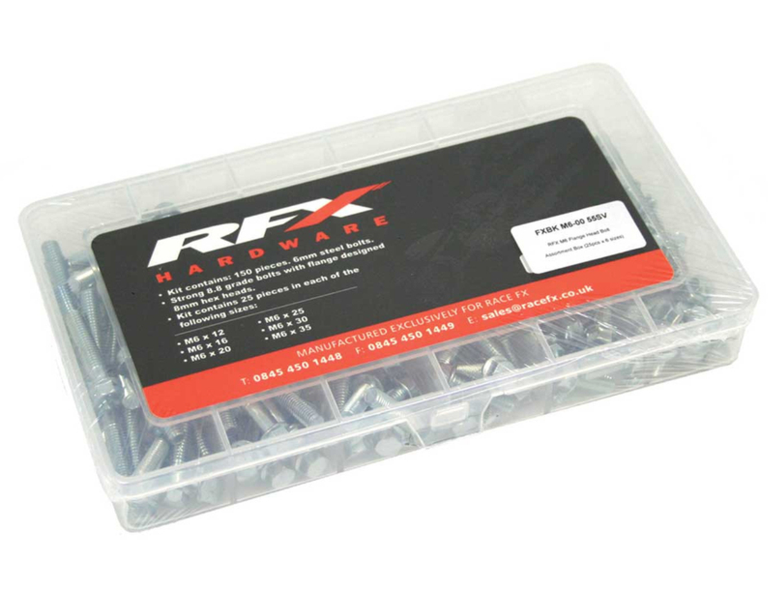 Кутия за болтове с фланцова глава RFX M6 Flange Head Bolt Assortment Box - 25 x 6 sizes