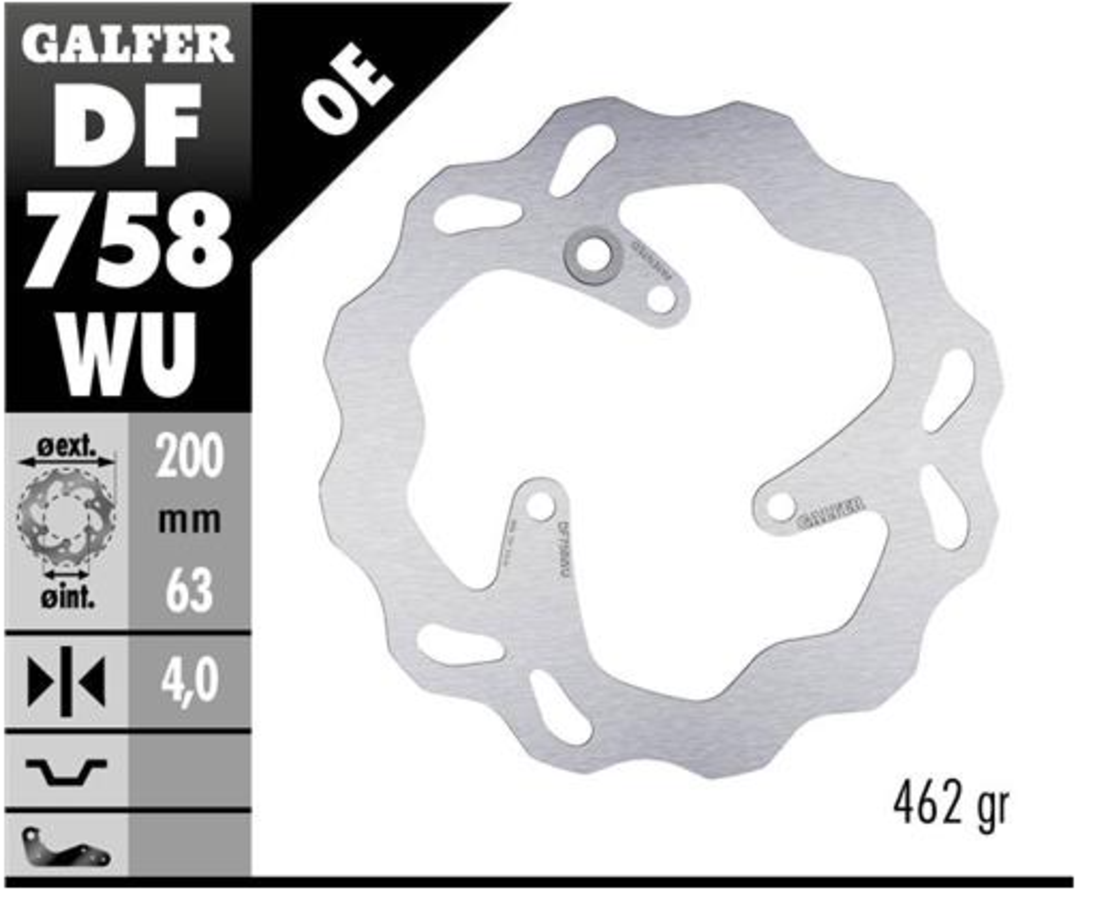 Заден спирачен диск Galfer WAVE FIXED 200x4mm DF758WU