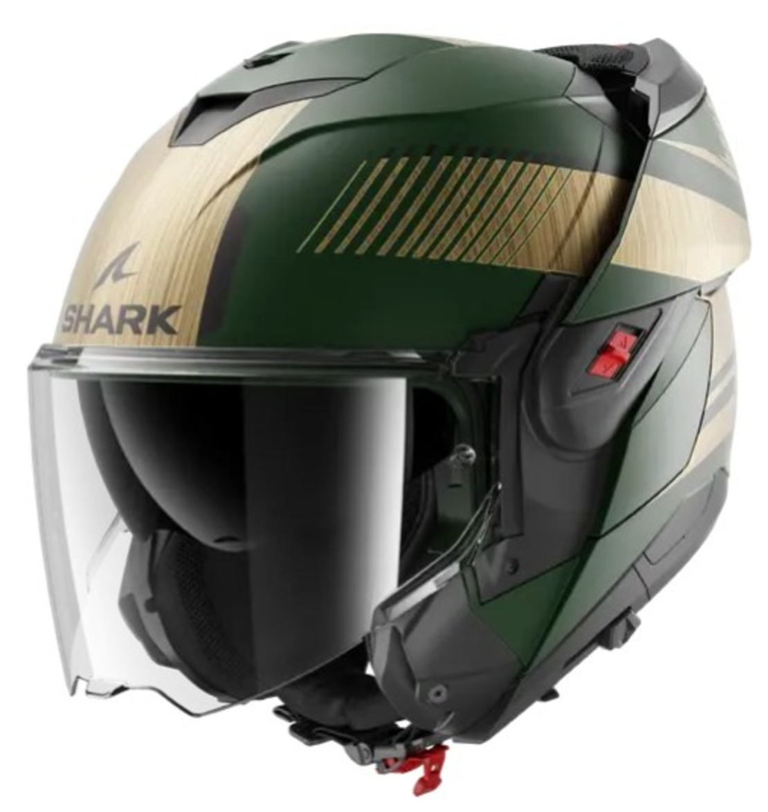 Модуларна каска SHARK OXO SIKTER Mat Green Chrome Gold