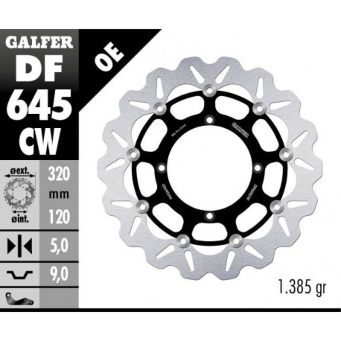 Плаващ преден спирачен диск Galfer WAVE FLOATING COMPLETE (C. ALU.) 320x5mm DF645CW