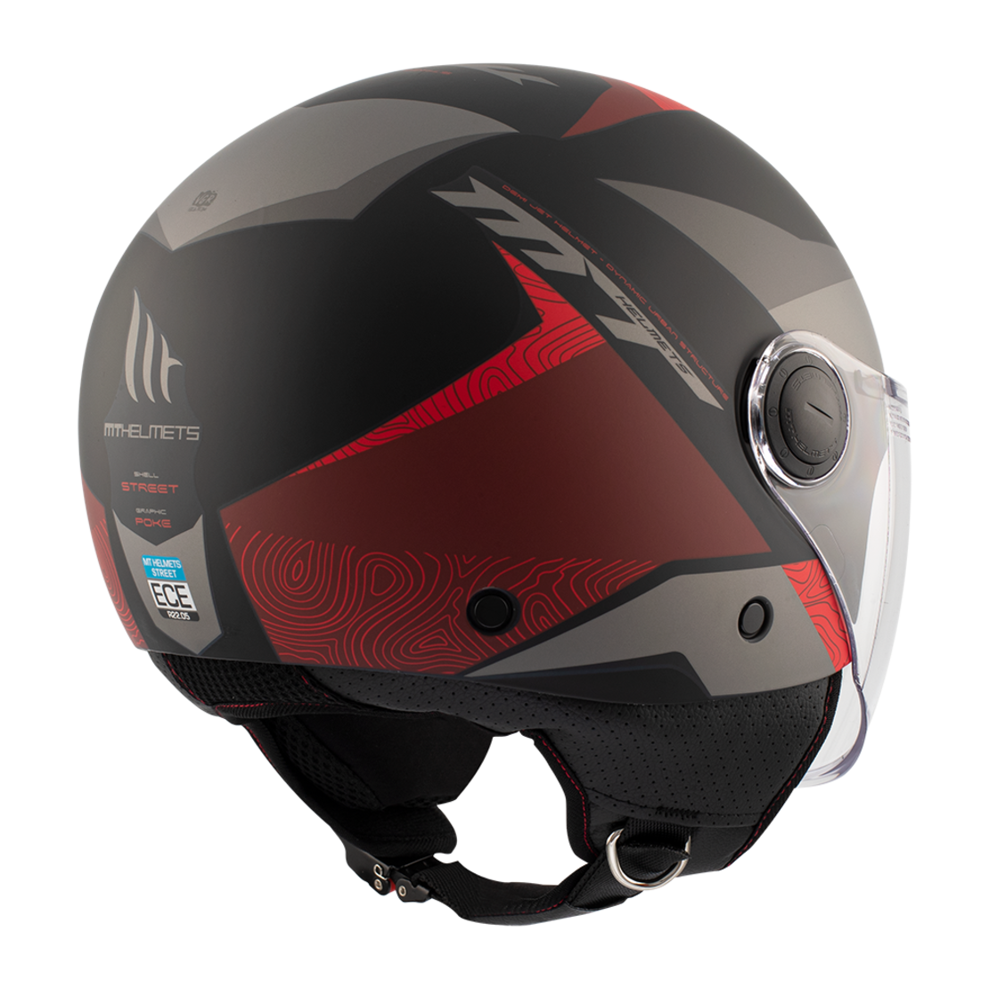 КАСКА ЗА СКУТЕР MT STREET POKE B5 MATT RED