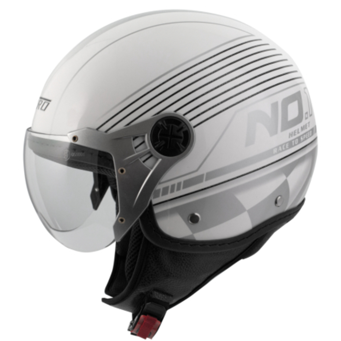 Скутер каска A-PRO FIFTY NINE GRAPHIC WHITE/SILVER