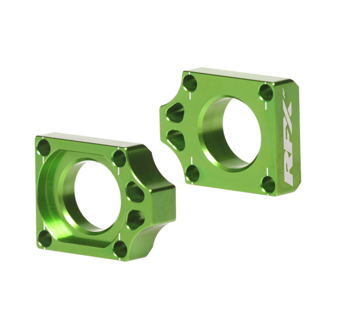 Блок втулка за задна ос RFX Pro Rear Axle Adjuster Blocks Green KX 125/250 03-08 KXF 250F 04-21 / 450F 06-15